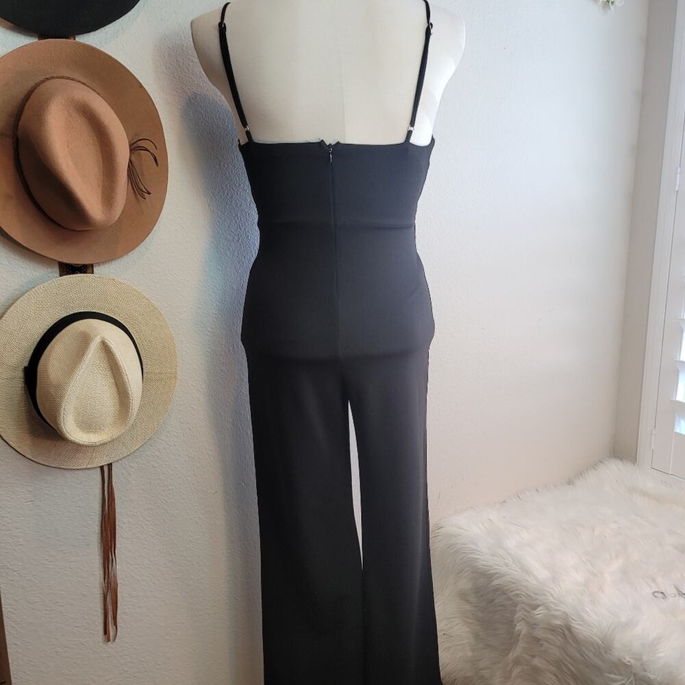 NWOT SUNSET & SPRING Black Wrap Cutout Jumpsuit Cropped Wide Leg Date Night Out - Picture 10 of 16